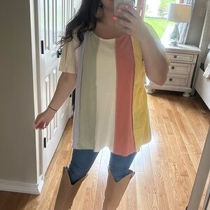 BiBi Multicolor Striped Tunic Top